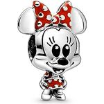 PANDORA DISNEY Charm Minnie, handveredeltes Sterling-Silber Bead mit roten Outfit und schwarzer Emaille, Disney x Pandora Favorites