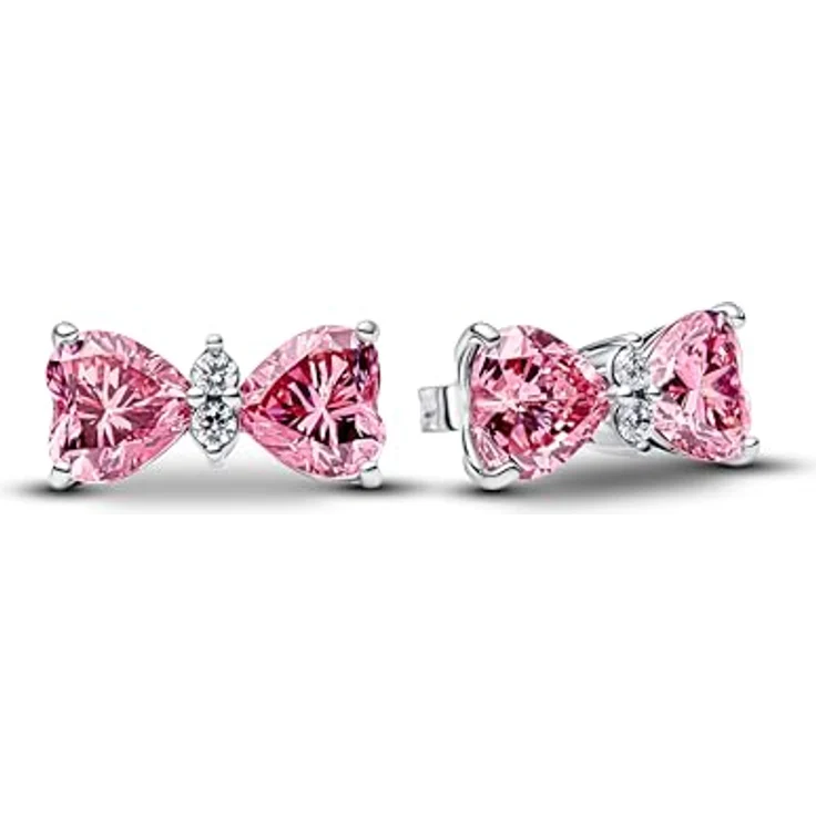Pandora Paar Ohrstecker 294265C01, Sterlingsilber mit pinken Zirkonia-Steinen und Schleifenmotiv – Bild 1