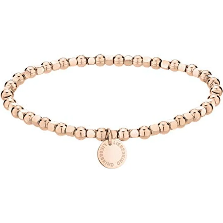 Liebeskind Berlin Beads Armband, Edelstahl poliert in IP Roségold, 4 mm Beads, ca. 17 cm lang mit Zugbandverschluss