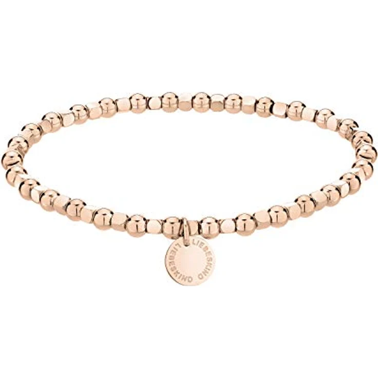 Liebeskind Berlin Beads Armband, Edelstahl poliert in IP Roségold, 4 mm Beads, ca. 17 cm lang mit Zugbandverschluss – Bild 1