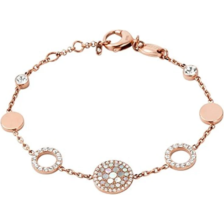 Fossil Damen Edelstahl Kettenarmband mit Karabinerverschluss, 19 cm in Pink und Roségold, poliertes Finish, 2,5 cm Erweiterung – Bild 4