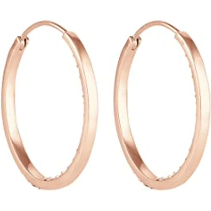 Elli Creolen Silber 925, Rosé Vergoldet 18K Damen Ohrringe mit 0.03ct Steinen, Durchmesser 33mm – Bild 4