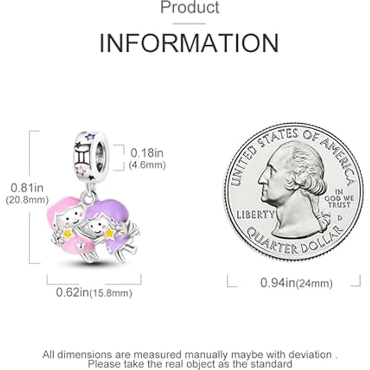 Pandach Damen Charm Anhänger Sternzeichen 925 Sterling Silber, 12 Sternbilder Charms Beads, kompatibel mit Pandora Armband und Halskette – Bild 5