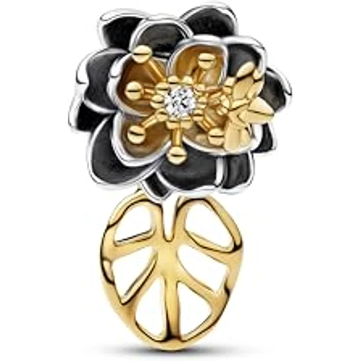 PANDORA Charm Goldfarben Disney Prinzessin Tiana mit Diamant und Lotusblume, bicolor – Bild 2