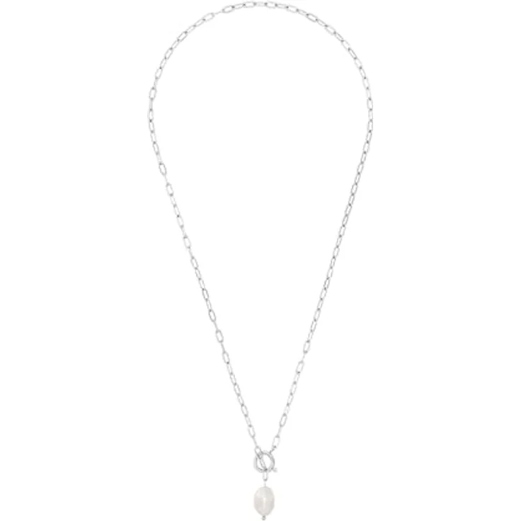 s.Oliver Kette mit Anhänger aus Edelstahl/925 Sterling Silber für Damen, 50 cm Halsschmuck mit Kristall und Süßwasserzuchtperle, in Geschenk Box – Bild 3