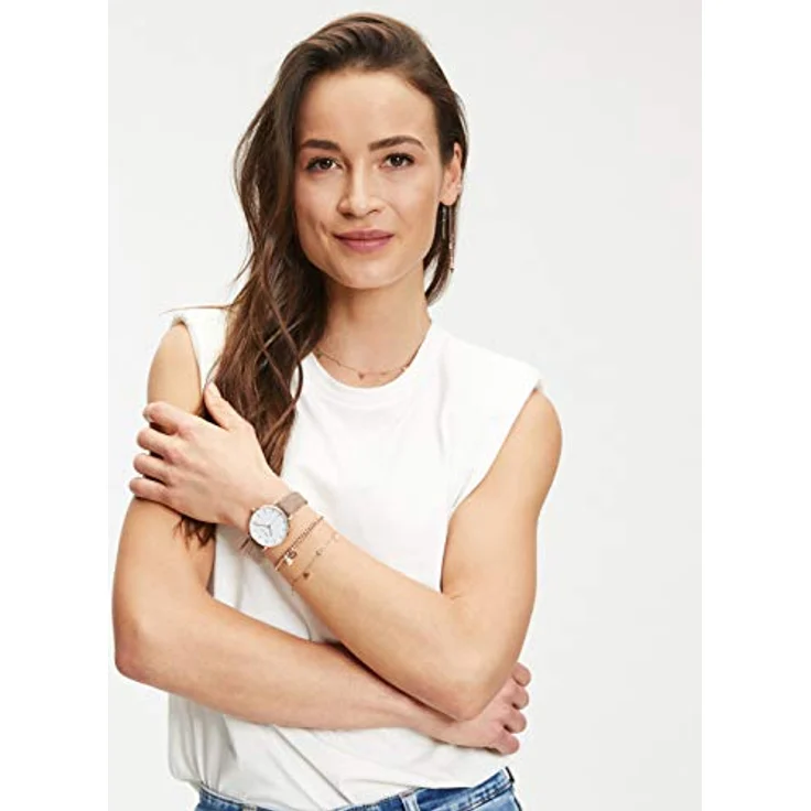 Tamaris Damen Armband TJ-0009-B-21, Roségold Edelstahl mit Blütenanhängern und Zirkoniasteinen, 21 cm verlängerbar – Bild 3