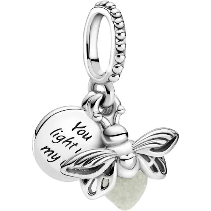 Pandora Charm-Einhänger 799352C01, Glühwürmchen, leuchtet im Dunkeln, aus Glas, sterling Silber, 11,1 mm Höhe