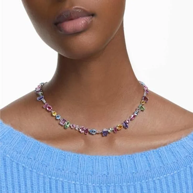 Swarovski Gema Halskette, Rhodinierte Damenhalskette mit Strahlenden Kristallen in Boho-Design – Bild 5