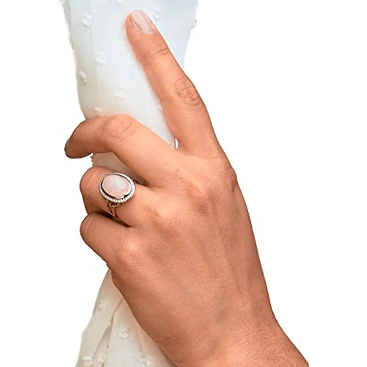 Zeeme Gemstones Damen Ring 925/- Sterling Silber, Cocktail-Ring mit echtem roten Rosenquarz und Zirkonia, rhodiniert – Bild 4
