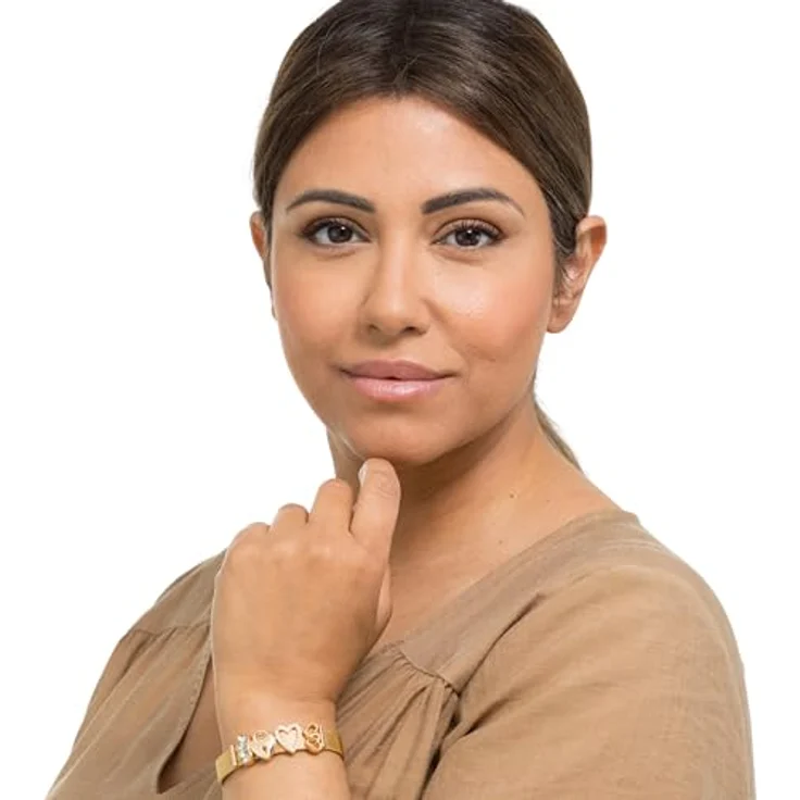 Heideman Damen Armband Mesh aus goldfarbenem Edelstahl, verstellbar mit Charms und Zirkonia Stein in Weiß, Geschenkbox enthalten – Bild 2