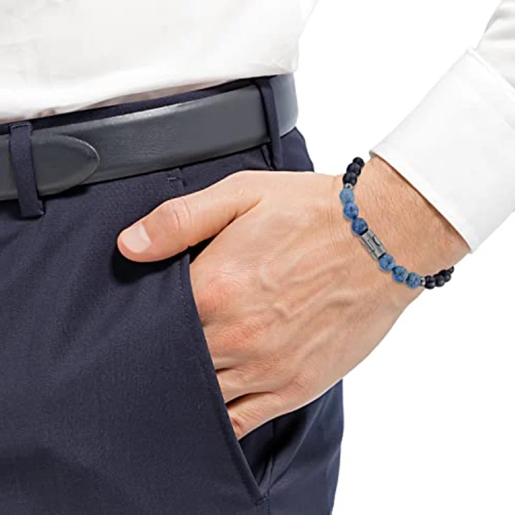 JOOP! Edelstahl Armband Herren mit Dumortierit, 18,5 cm, Silber, in Schmuck Geschenk Box, 2033995 – Bild 5