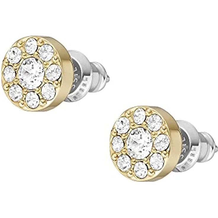 Fossil Ohrstecker Jewelry JF04375710, Gold mit strahlend weißen Glassteinen, 0,7 cm – Bild 3