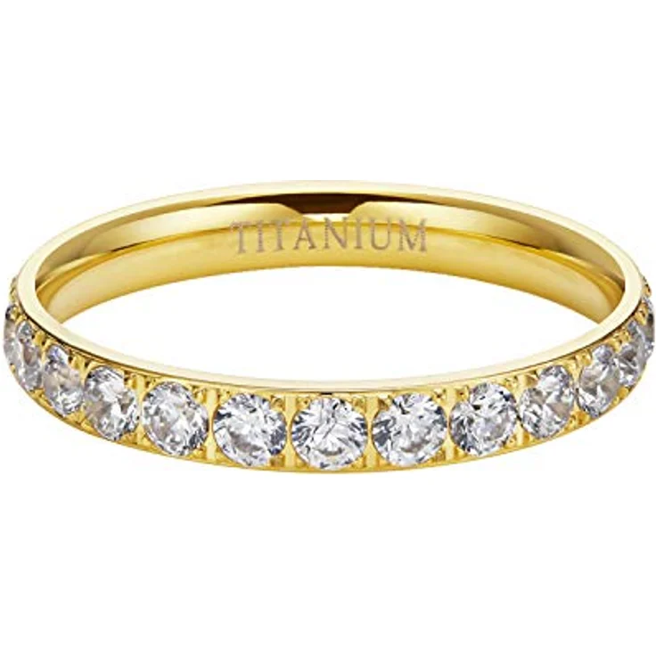 Zakk Eternity Ring 3mm, Damen Ewigkeitsring aus Titan mit Zirkonia, silber, Größe 62 (19.7) – Bild 2