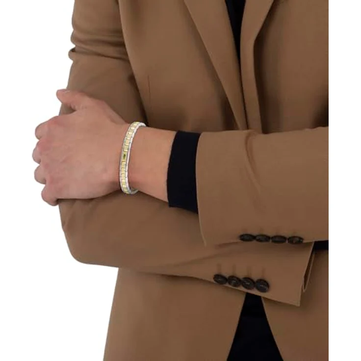 Lacoste Gliederarmband METROPOLE EDGE, Edelstahl mit IP-Vergoldung in Gelbgold, 190 mm, H-Glieder-Konstruktion mit emailliertem Krokodillogo – Bild 4