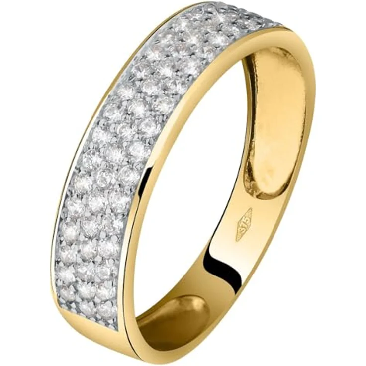 CHRIST Damenring 375er Gelbgold Bicolor mit Zirkonia, eleganter Schmuck für Frauen – Bild 1
