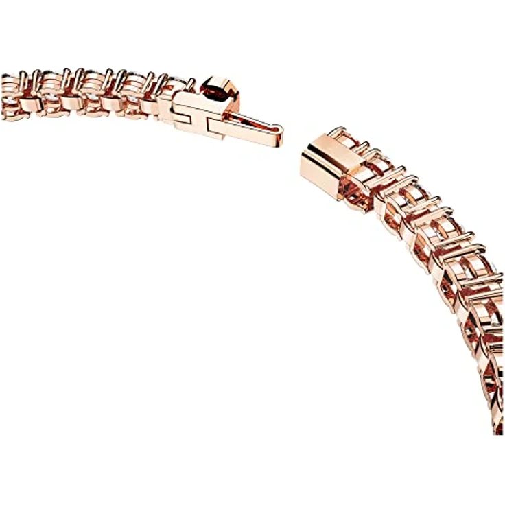 Swarovski Matrix Tennis, Rosé Vergoldetes Armkettchen mit Klaren Swarovski Kristallen – Bild 3