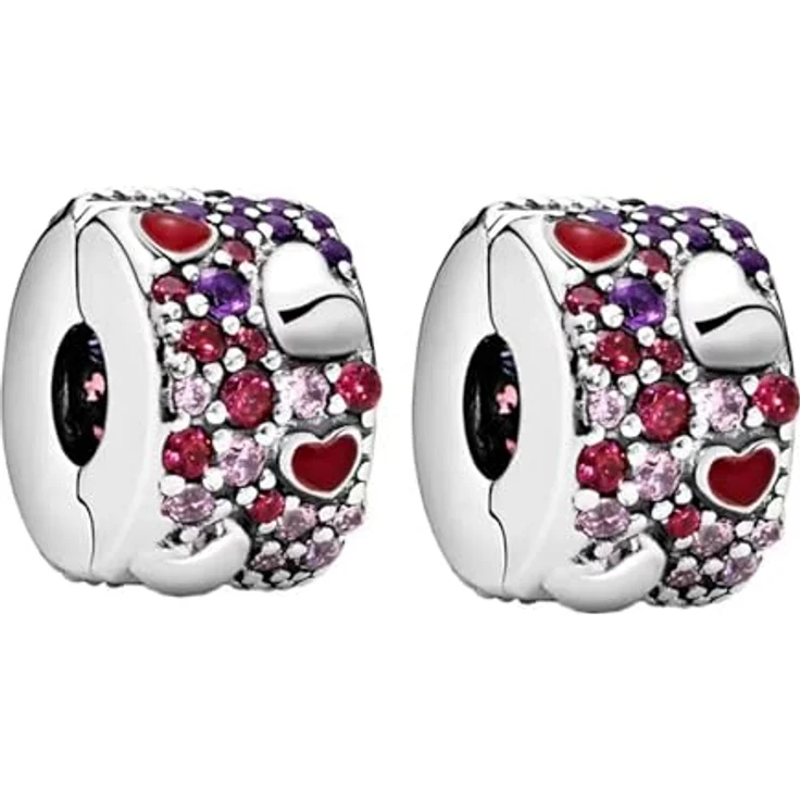 Anduonie Rotes Herz Charms Stopper, Anhänger aus Silber 925, kompatibel mit europäischen Armbändern – Bild 1
