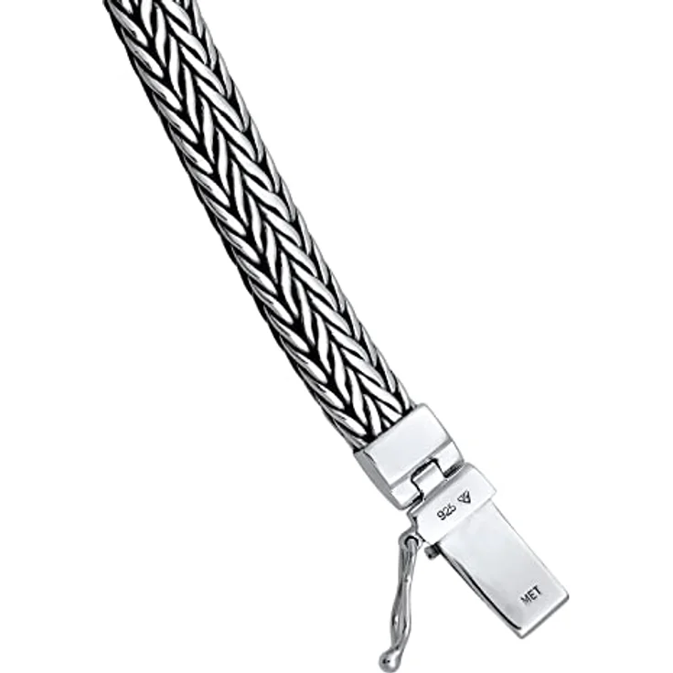 Kuzzoi Silberarmband Herrenarmband aus massivem 925er Sterling Silber, Breite 7 mm, Länge 23 cm, Buddha Design mit Kastenverschluss – Bild 3