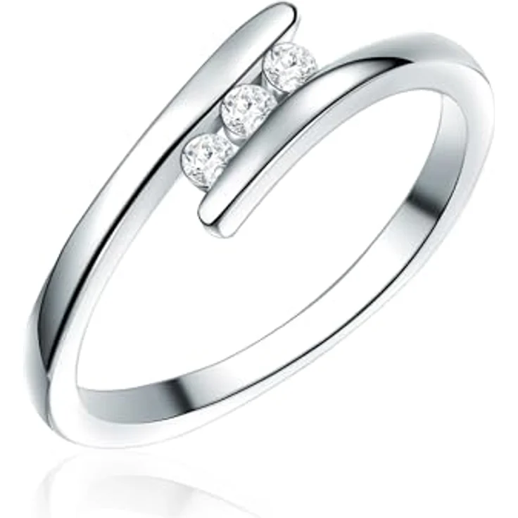 Rafaela Donata Damen Bandring, 925/- Sterling Silber mit weißen Zirkonia im Brillantschliff, 5,1 mm breit – Bild 1