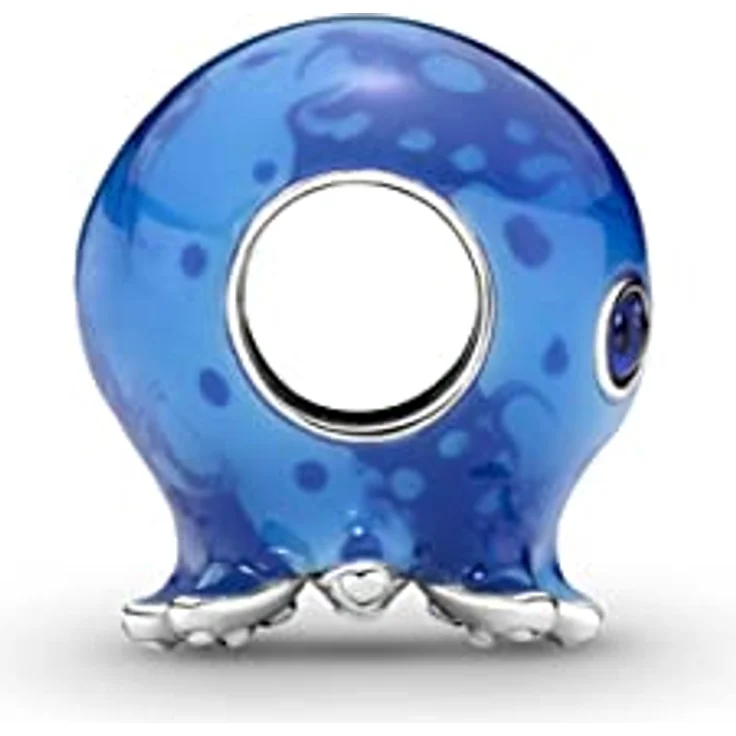 PANDORA Ocean Bubbles & Waves Octopus Charm 791698C01, Sterling-Silber mit blauen Emaille-Effekten und Kristallaugen – Bild 3