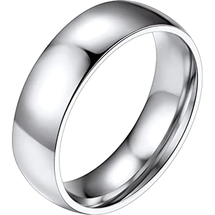 PROSTEEL Finger Ring Edelstahl, hochglanzpolierter Trauring 6mm breit, Größe 49, Partnerring für Damen, Modeschmuck Accessoire