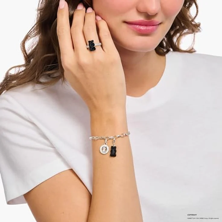 THOMAS SABO Charm-Einhänger THOMAS SABO x HARIBO, Goldbär mit Kristallglas und HARIBO Schriftzug – Bild 2