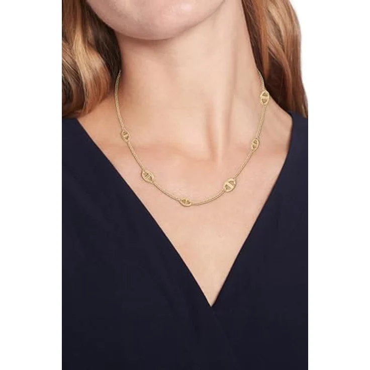 Tommy Hilfiger Jewelry Damen Gliederhalskette aus Edelstahl mit Gelbgold-Beschichtung, nautisch inspiriert, 406 mm + 50 mm Verlängerung, Karabinerverschluss – Bild 2