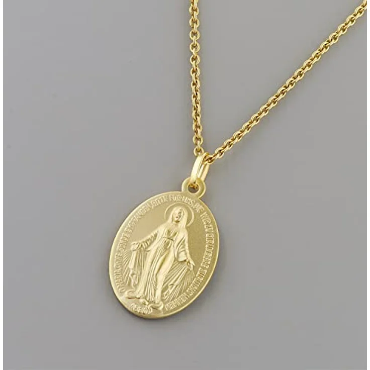 trendor Milagrosa Gold 333/8K Madonna Anhänger mit vergoldeter Silberkette, 40 cm, Halsschmuck mit beidseitiger Reliefprägung und Gebet, Geschenkbox – Bild 3