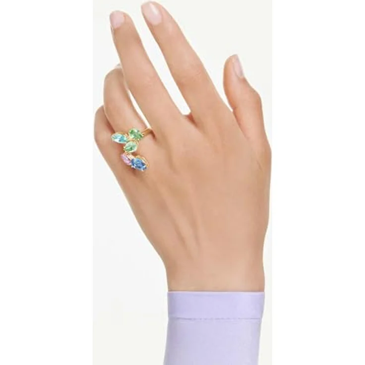 Swarovski Gema Motivring, Cluster-Effekt mit fünf verschiedenen Schliffen, Goldlegierungsschicht – Bild 5