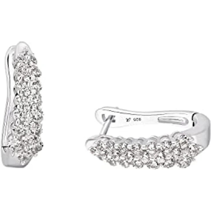 Amor Creolen 925 Sterling Silber Damen Ohrschmuck mit Zirkonia (synth.), 1,6 cm, Silber in Schmuck Geschenk Box, 2024099