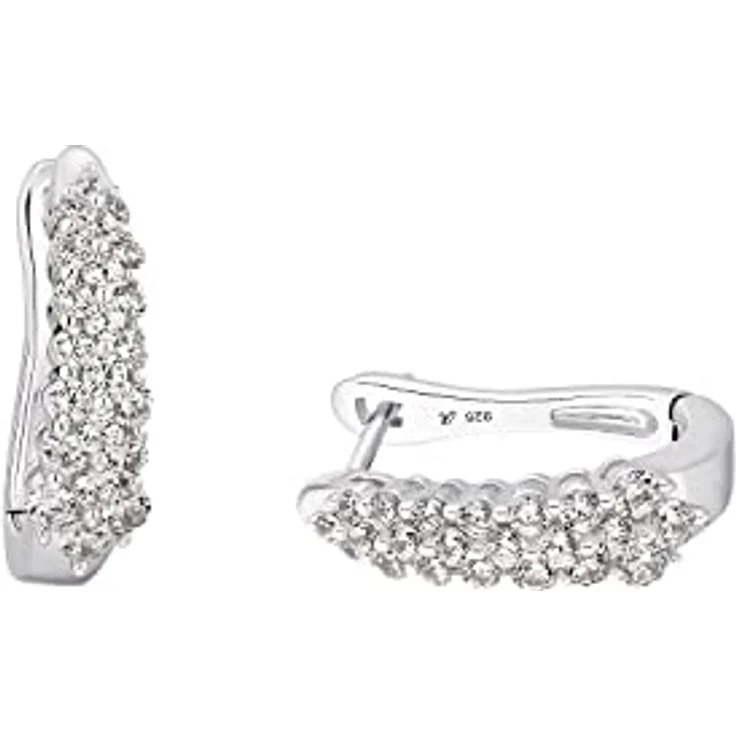 Amor Creolen 925 Sterling Silber Damen Ohrschmuck mit Zirkonia (synth.), 1,6 cm, Silber in Schmuck Geschenk Box, 2024099 – Bild 1