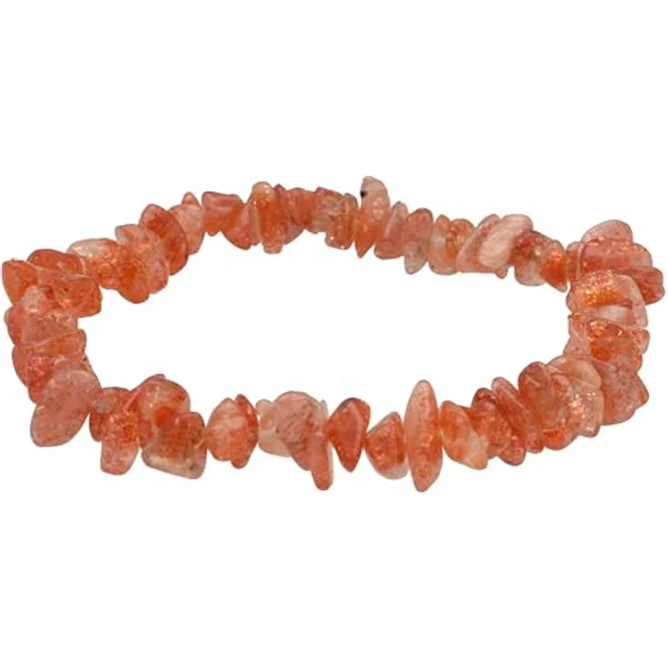 Lebensquelle Plus Sonnenstein Splitterarmband | Handgefertigtes elastisches Stretch-Armband aus echtem Sonnenstein | ca. 18-19 cm Umfang, inkl. Edelsteinkarte – Bild 1