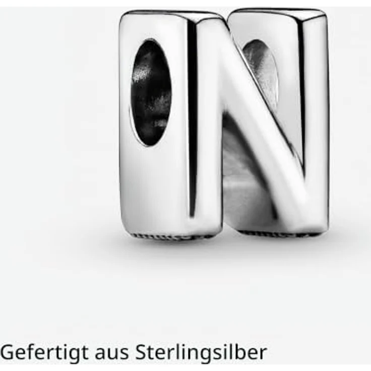 Pandora Bead 797468 Charm Buchstabe "N", Sterling-Silber mit Herzelementen – Bild 4