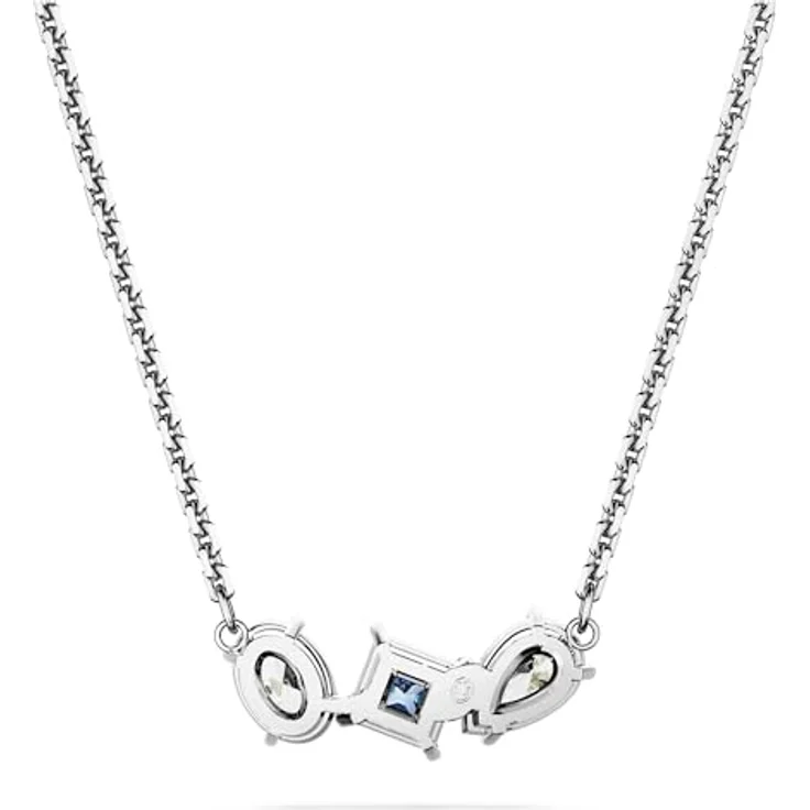 Swarovski Mesmera Anhänger, Rhodinierte Damenhalskette mit Blauem Swarovski Zirkonia und Eleganten Schliffen – Bild 4