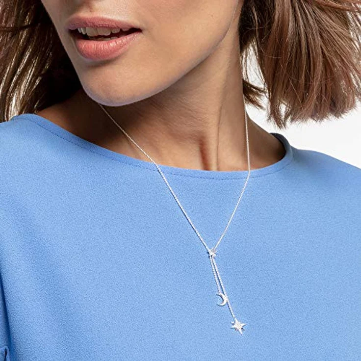 Thomas Sabo Damen Kette Stern & Mond, 925 Sterling Silber mit Karabinerverschluss, ideal für Kombinationen – Bild 2
