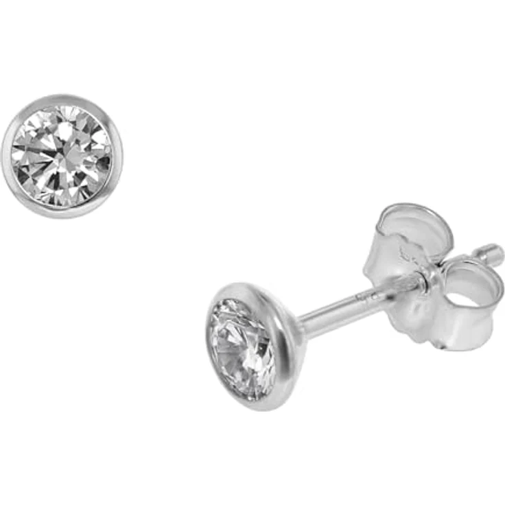 trendor Ohrringe 585 Weißgold 14 Karat, 4,5 mm mit synthetischen Zirkonias, eleganter Ohrschmuck für Damen und Herren, Geschenkidee 75103 – Bild 1