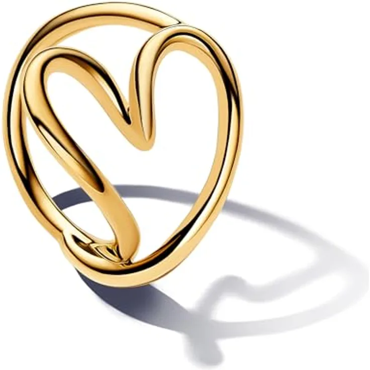 PANDORA Essence Organisch Geformtes Herz Ring aus Sterling Silber mit vergoldeter Metalllegierung, Größe: 58, modernes Design aus unvollkommenem Herzen