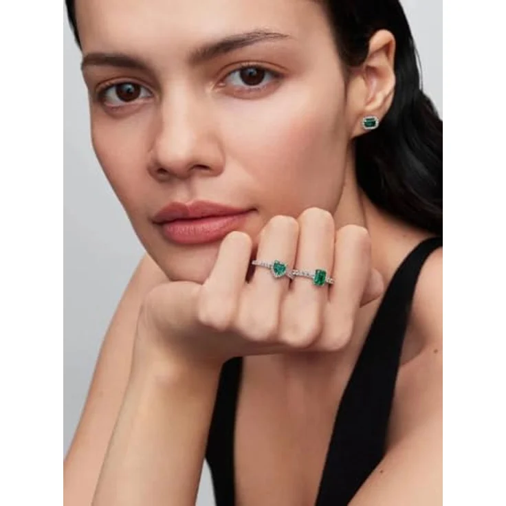 Pandora Ohrstecker Halo Grün, 925 Sterling Silber mit grünem Kristall und Cubic Zirkonia Pavé, klassische Damen Ohrringe – Bild 5