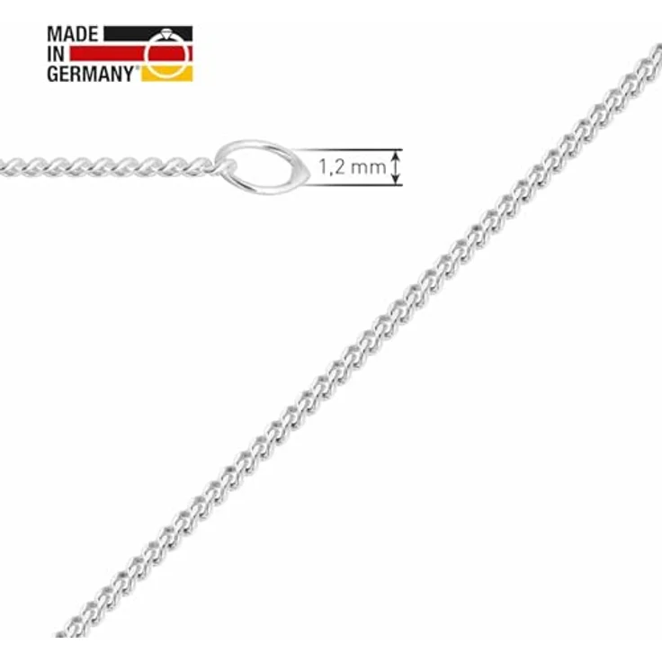 trendor Panzerkette für Anhänger, 925 Silber, feine Flachpanzerkette, 1,2 mm, anlaufgeschützt, poliert und diamantiert, Made in Germany – Bild 3