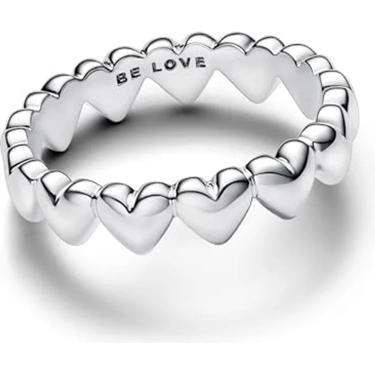 PANDORA Moments Herzen Ring aus Sterling Silber, Größe 52, romantisches Design als Symbol der Liebe – Bild 2