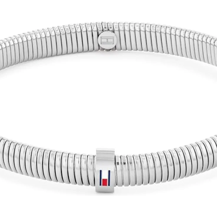 Tommy Hilfiger Jewelry Dehnbarer Armreif für Damen aus Edelstahl, erhältlich in Silber, Gold, Roségold oder Bicolor mit emaillierter Flagge – Bild 2