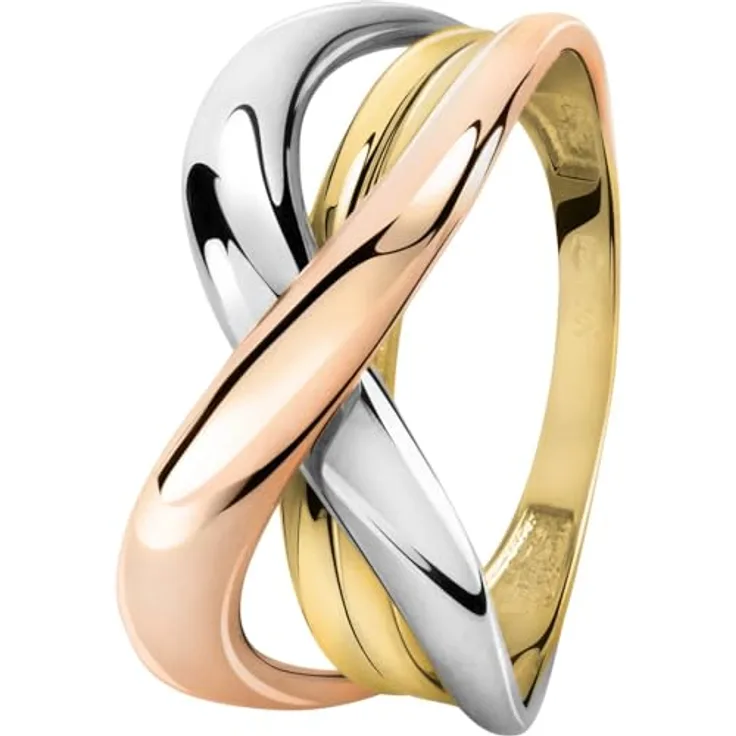 CHRIST Goldring, 585er Gelbgold, Weißgold und Roségold, modern poliert