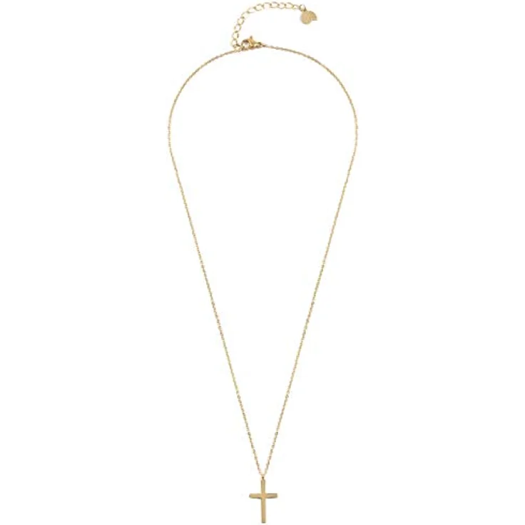 Happiness Boutique Damen Kette mit Kreuz Anhänger, filigrane Edelstahl Halskette in Goldfarbe, für formelle und informelle Anlässe – Bild 2