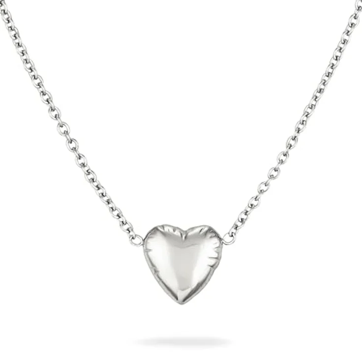 COPENHAGEN STUDIOS Balloon Hearts Halskette, filigrane Damenkette mit Herzanhänger aus poliertem Edelstahl, silber, verstellbare Länge 45-50 cm, wasserfest – Bild 1
