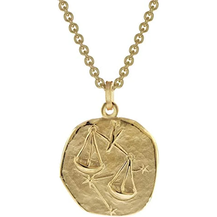 trendor Waage Herren-Halskette Gold auf Silber, Ø 20 mm Sternzeichen-Anhänger mit vergoldeter Rundanker-Kette, 60 cm 925er Silber – Bild 1