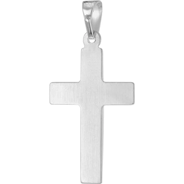 trendor Herren-Halskette mit Kreuzanhänger, 925 Silber, 24 mm, Flachpanzer-Kette, 50 cm, rhodiniert, Made in Germany – Bild 3