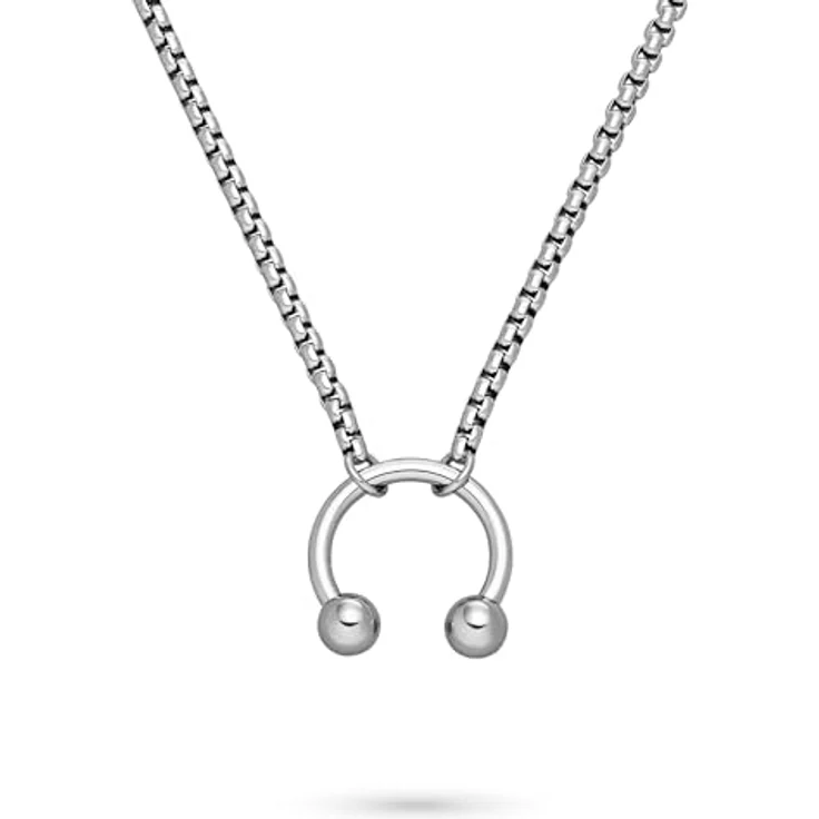 LIEBESKIND BERLIN Necklace, Edelstahl-Halskette in Silber, Box Chain, verstellbar bis 45 cm, wasserfest & hautfreundlich – Bild 3