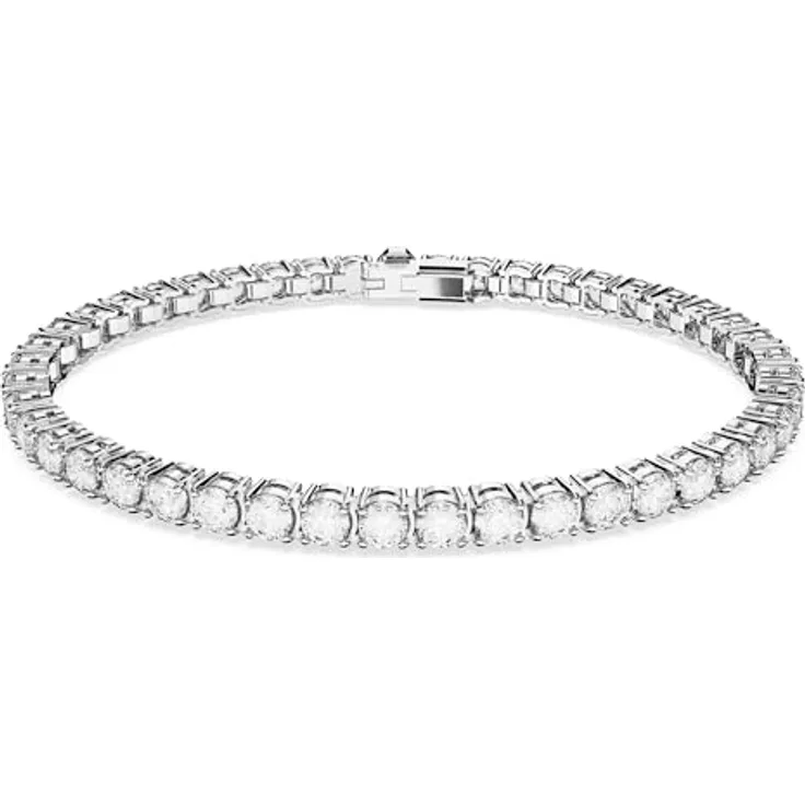 Swarovski Matrix Tennis Armkettchen, Rhodiniertes Armband mit Strahlenden Swarovski Kristallen