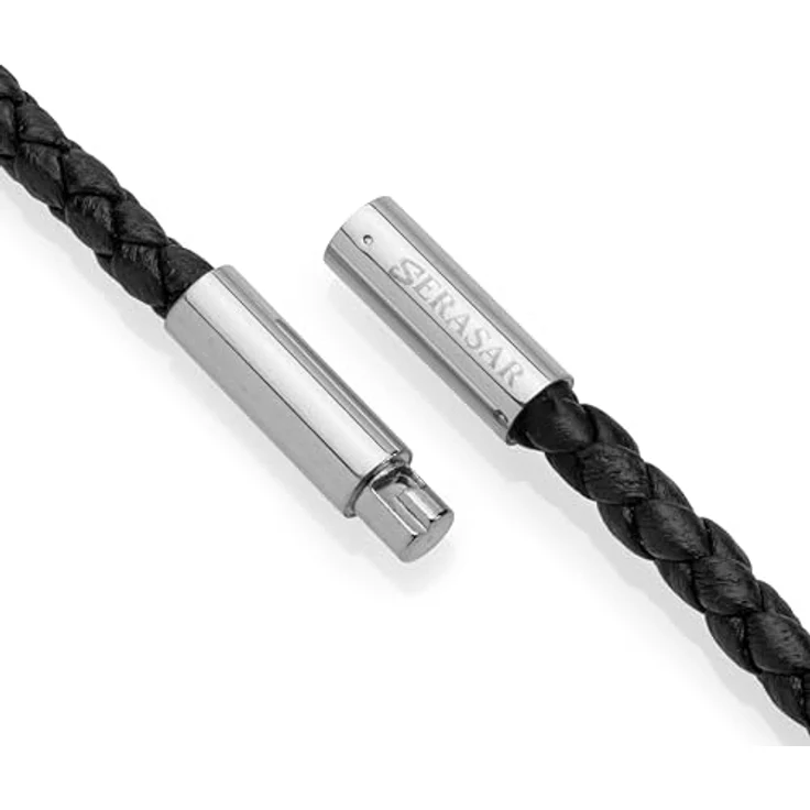SERASAR Lederkette Herren mit Anker Anhänger, 60cm Echtleder Silber, Geschenkbox für Männer – Bild 5