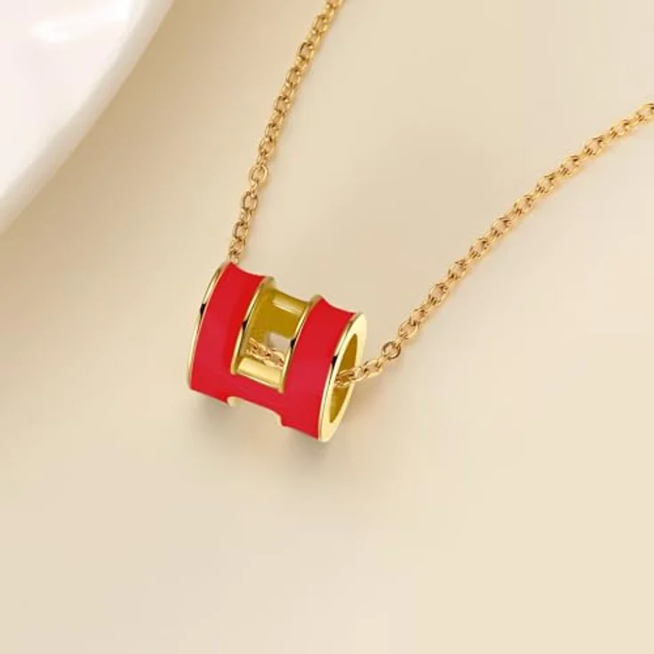 Berry Only Verstellbare Halskette Damen Gold mit Buchstaben, 45 cm, rot – Geschenkidee für Frauen zu Geburtstagen, Valentinstag und Weihnachten – Bild 4